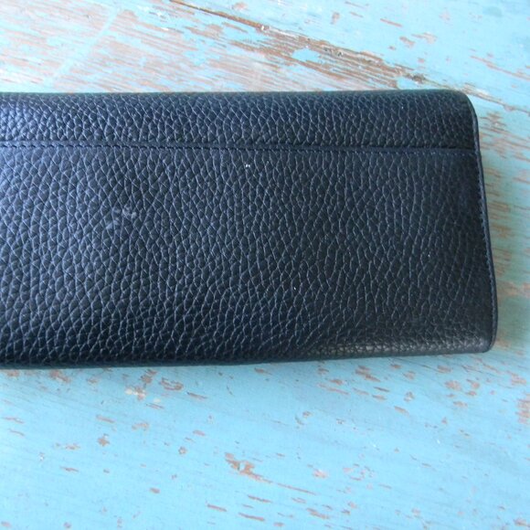 Tory Burch Marion BLACK PEBBLE LEATHER Envelope Continental Wallet - Picture 4 of 9